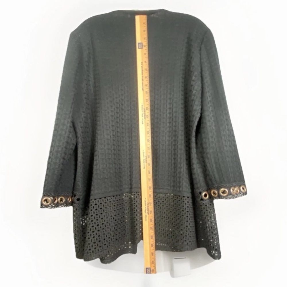 Ming Wang Sweater Cardigan Womens L Eyelet Panels Professional Classic Old Money - Picture 13 of 16